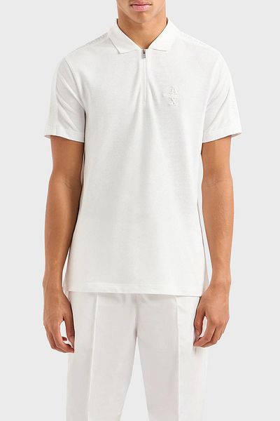 Armani Exchange Ανδρικό μπλουζάκι με λαιμόκοψη πόλο - βαμβακερό, κανονική εφαρμογή, μισό φερμουάρ 6DZFLC
