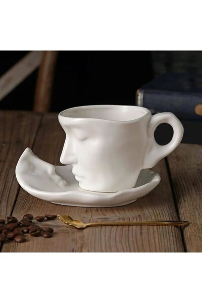 REAY HOME Scandinavian Face Shaped Cup Set 1 Piece 110 ml White - Mug Coffee Cup Set