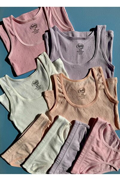 VicTroy 4-Piece Girl's Perforated Model Athlete and Triangle Panties Set - Total 8 Pieces