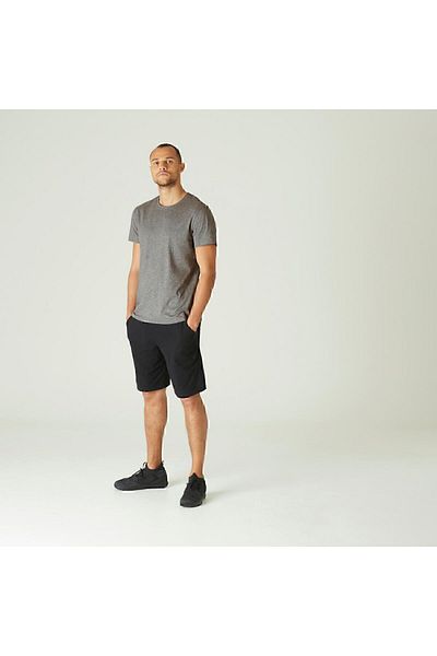 Decathlon Domyos Men's Gray Sports T-Shirt 100 - Regular - Fitness Light Training