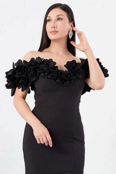 PULLIMM Rochie cu detaliu trandafir cu fanta - ECR5368