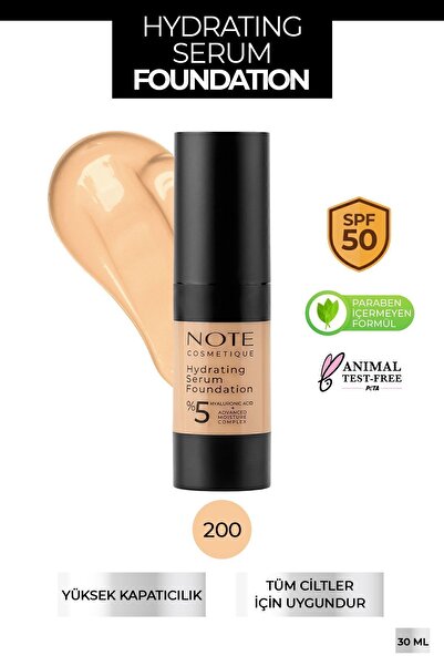 NOTE Hydrating Serum Spf 50 Nemlendirici Etkili Hyaluronik Asitli Serum Fondöten - 200