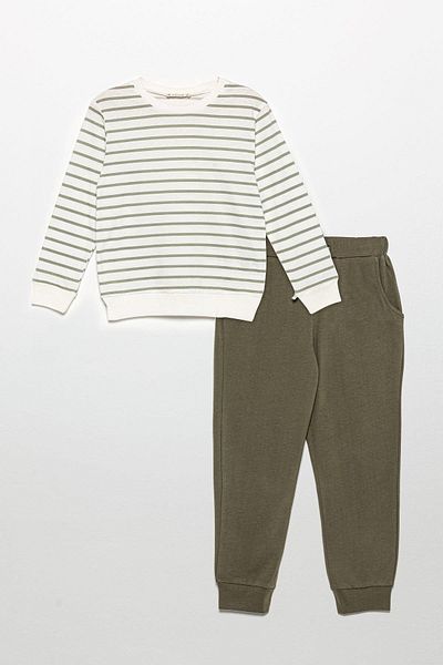for you kids Green Striped Sweatshirt and Jogger Set