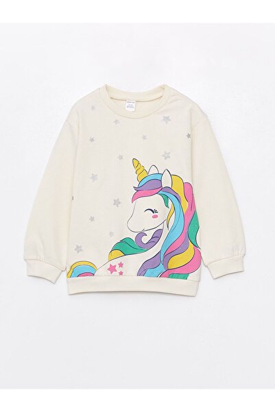 LC Waikiki Bisiklet Yaka Uzun Kollu Kız Bebek Sweatshirt ve Eşofman Alt 2'li Takım