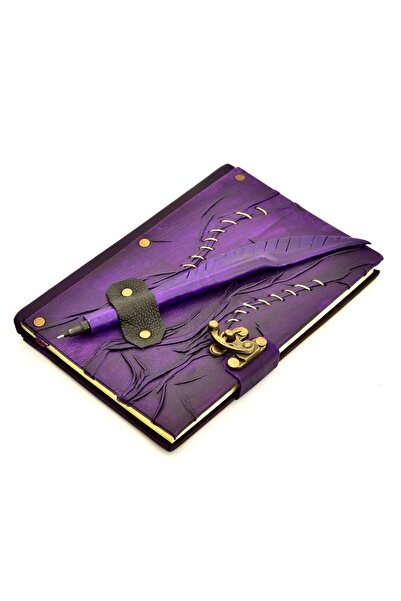 Legend Deri El Yapımı Hediyelik Anı Hakiki Deri Mor Şamua Kraft Kağıt Eskitme...