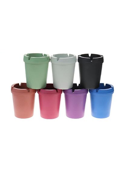 HKNYS Odorless Fireproof Plastic Round Ashtray-Mixed Color Gonderilir.- 1 Piece