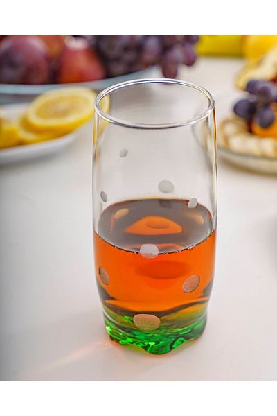 DECOSTYLE 6 Colors Soft Drink Glass with Polka Dots and Decor