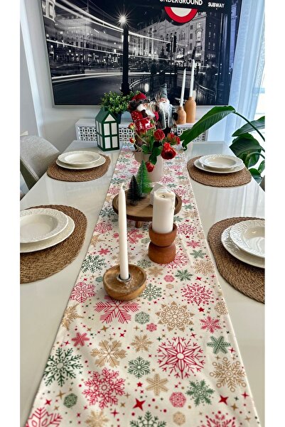 Decamor home Χριστουγεννιάτικο ράντερ με θέμα το νέο έτος, εκρού κόκκινο χριστουγεννιάτικο ράντερ (ΔΕΝ ΠΕΡΙΛΑΜΒΑΝΕΤΑΙ ΤΟ ΧΑΡΤΟΥΡΙ)