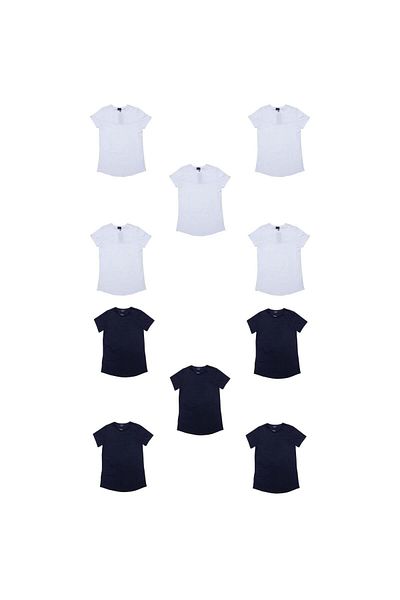 Bando Men's T-Shirt Set of 10 - Mixed Patterns, White and Black