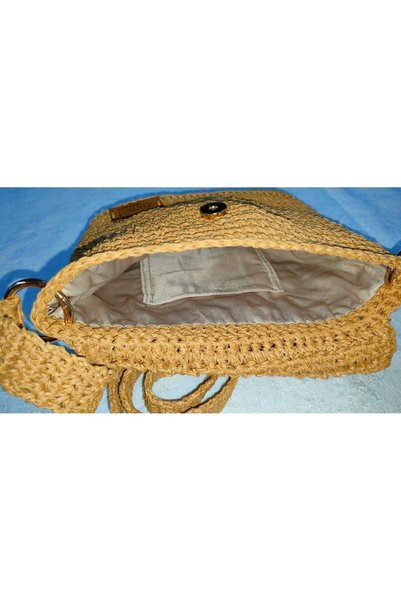 ZÜMAL Luxury Hand Knitted Paper Thread Women's Shoulder Bag (Color Straw)