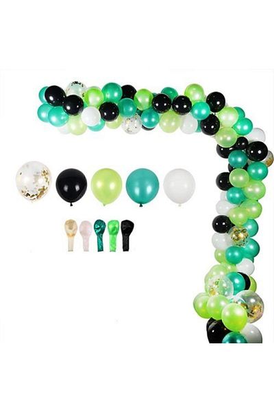 HKNYS Green Black Chain Gold Balloon Confetti Balloon Set 5 Meters - Birthday Balloon Set