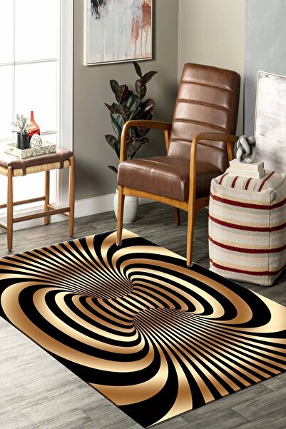 SÜNGERSAN Yıkanabilir Kaymaz Taban 3 Boyutlu Futuristik Desenli Salon Halısı ...