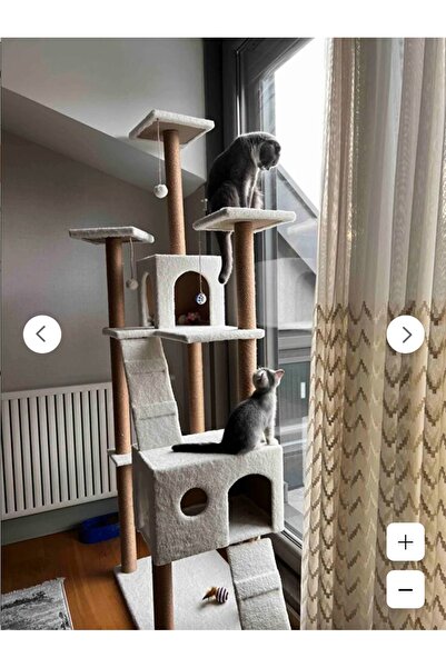 Nursoft Rezidans Çok Katlı Kedi Tırmalama ve Oyun Evi Beyaz