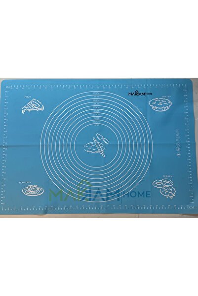 Makkam Home Büyük Boy Silikon Mavi Hamur Açma Matı Büyük Ölçü 45x65 Büyük