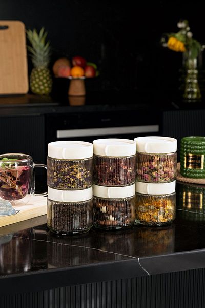 La Casa Art 6-Piece Food Pulses Storage Set - Glass Jar, Kitchen Organizer (6 Pcs) 12 Pieces - Small Size
