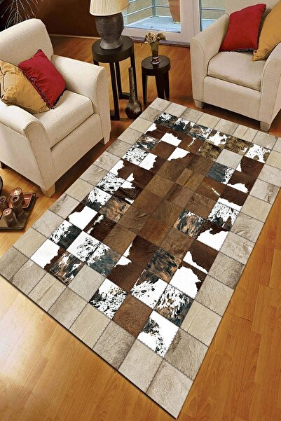 SÜNGERSAN Dijital Baskılı Kaymaz Taban Yıkanabilir Tay Tüyü Kumaş Oturma Odas...