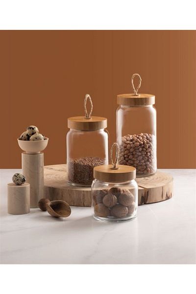Paşabahçe Woody 3-Piece Jar Set