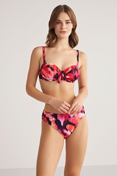 Kom Mariposa Hafif Toparlayıcı Desenli Kaplı Straplez Bikini