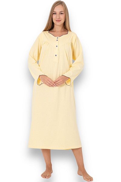 Nitesheys Plus Size Long Sleeve Nightgown - 100% Cotton Combed, for Hospital, Pregnant and Maternity