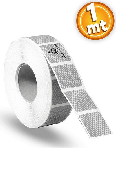 Badem10 1 Mt White Warning Tape - Reflective, Highlighter Strip Tape, Cutout Vehicle Auto Truck Exterior Accessory