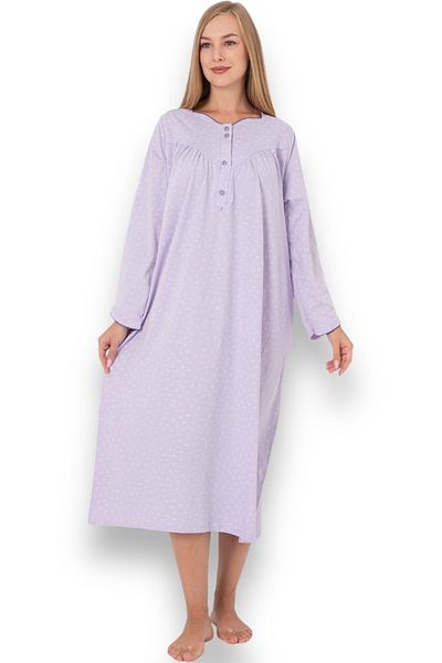 Nitesheys Plus Size Long Sleeve Nightgown - 100% Cotton Combed, for Hospital, Pregnant and Maternity