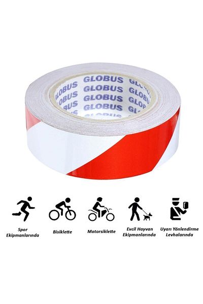 Badem10 3 Mt Reflective Phosphorescent Strip Tape Warning Tape - Vehicle and Auto Truck Exterior Accessory (RED-WHITE)
