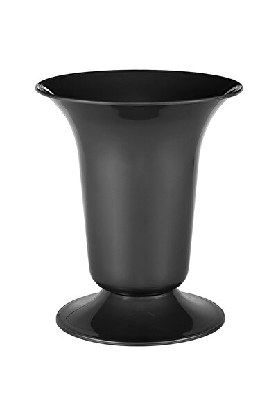 ToXA 6 Litre Siyah Kesme Çiçek Vazosu Dekoratif Süs Uzun Tabaklı Plastik Saksı