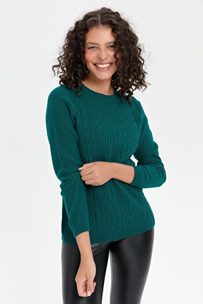 Desen Triko Pulover de lână fără cusături pentru femei, cu decolteu zero și exersare - Bc