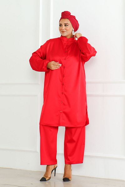 MAY MARA Marime Plus - Set de pantaloni cu guler și tunică cu fante