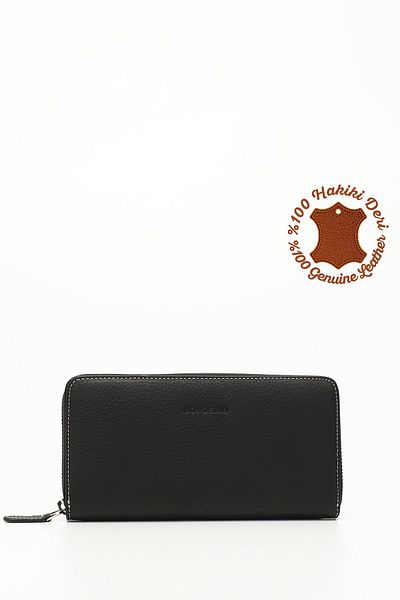 GÖNDERİ(R) Women's Black to Anthracite Horizontal Genuine Leather Wallet