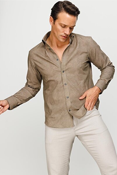 Desen Triko Ανδρικό γιακά 100% βαμβακερό κανονικό πουκάμισο ελιάς