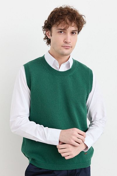 Desen Triko Men's Crew Neck Classic Wool Sweater