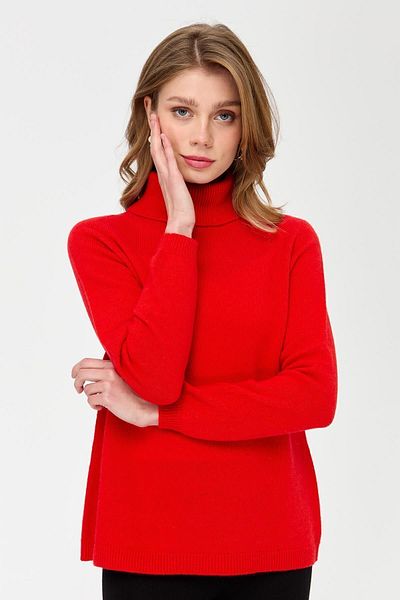 Desen Triko Women's Full Turtleneck Classic Wool Sweater Coral