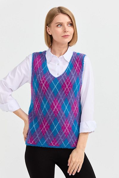 Desen Triko Women's Argyle Patterned Sweater 24