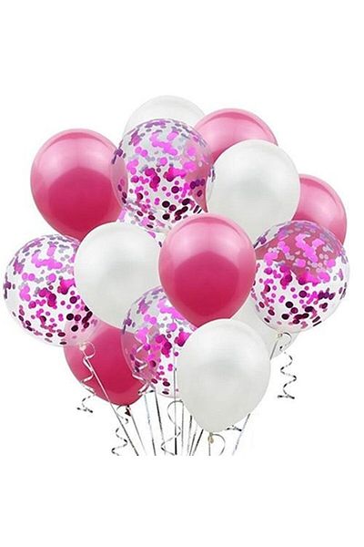 Partioutlet Fuchsia White Confetti Balloon
