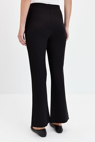 Desen Triko Pantaloni de damă cu talie elastică cu picioare spaniole, negri