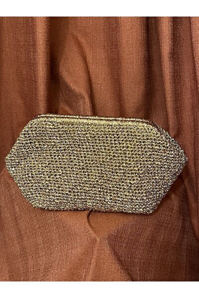 B Made Metalik Gold Clutch Çanta