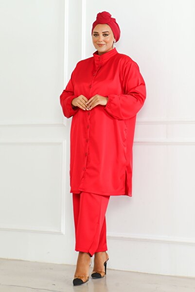 MAY MARA Plus Size - Current Collar and Slit Tunic Trousers Set