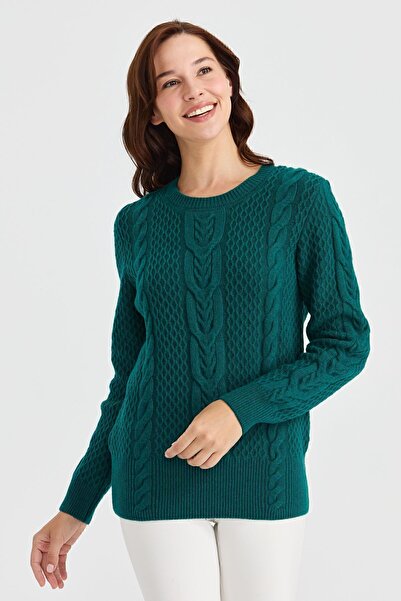 Desen Triko Pulover de lână tricotat cu guler zero pentru femei K.Ö.başı