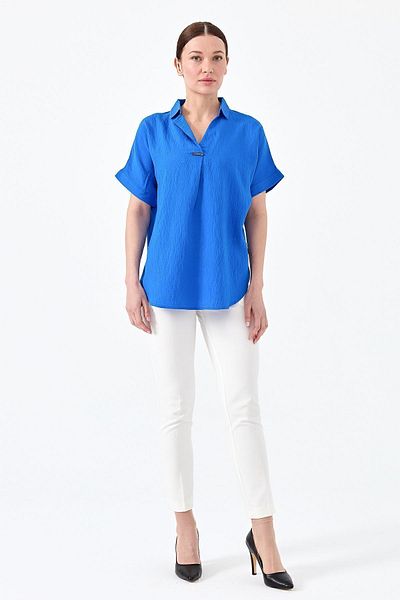 Desen Triko Women's Front Buckle Blouse Saks