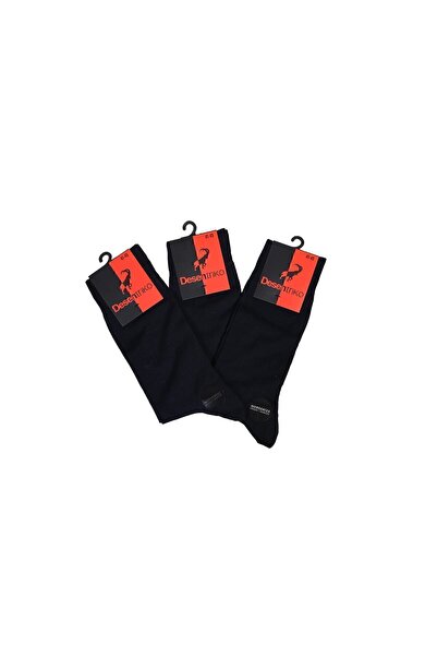 Desen Triko Чоловічі однотонні мерсеризовані шкарпетки з 3-ма шовками, темно-сині