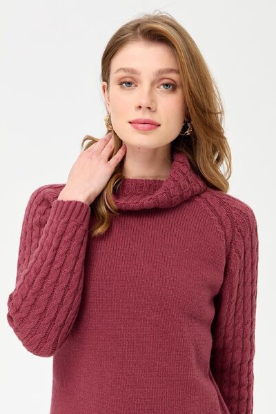 Desen Triko Γυναικείο πουλόβερ με γιακά Degaje με μανίκια και γιακά μαλλιών πλεκτό μάλλινο πουλόβερ K.G.Kurusu