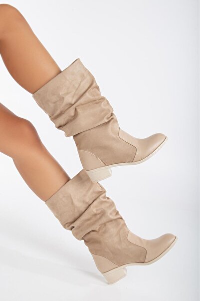 rabellashoes rabella krem renk yeni model uzun çizme