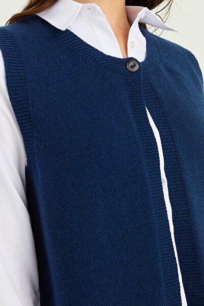 Desen Triko Γυναικεία φούστα Floral Tassel Γιλέκο Indigo