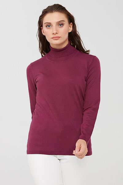 Desen Triko Γυναικεία Lycra μακρυμάνικη Basic Full Bluz Fisherman Plum