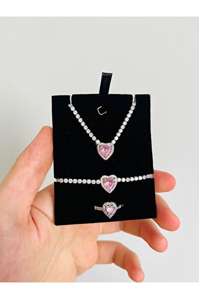 Sepetten Eve Takı Kutusunda Su Yolu Seti Kalpli Yüzük Kalpli Bileklik Kolye S...