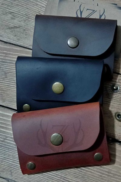 Z ZDK Leather Craft MySun - Portofel pentru carduri minimal cu fermoar și fermoar