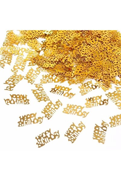 Partioutlet Altın Renkli Happy Birthday Masa Konfetisi