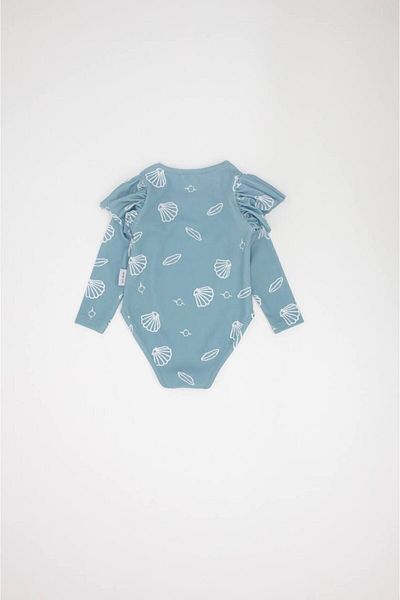 Tudekids New Season TUDE KİDS UV Protection Long Sleeve Baby Swimsuit - Sea Shell Pattern