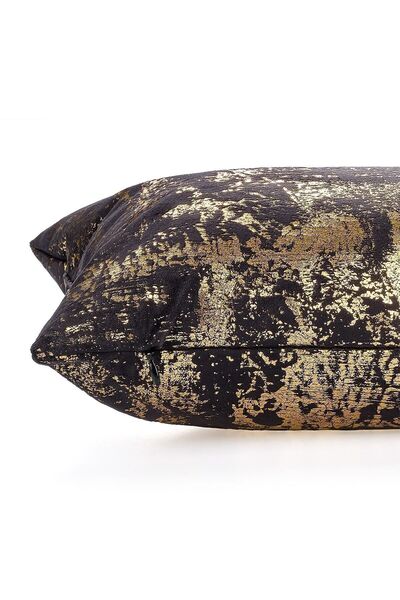 ÖZENEV Black Gold Throw Pillow Cover Decorative Patterned Velvet Soft Living Room Sofa